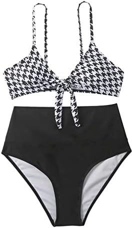 Lcepcy Knot Front Push Up Bikini Sets para mulheres Esconde a barriga de maiô de cintura