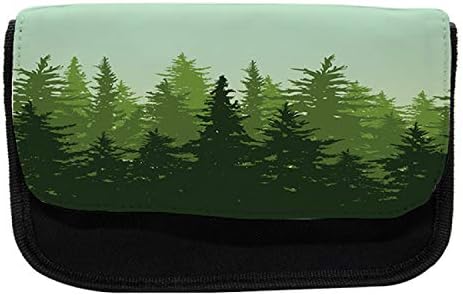 Caixa de lápis lunarável de pinheiro, Woods Environment ECO, Saco de lápis de caneta com zíper duplo, 8,5 x 5,5, floresta verde verde