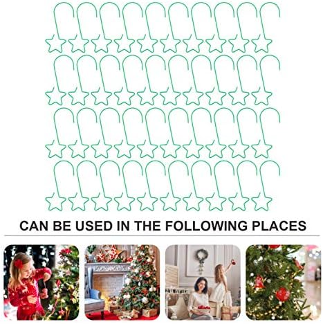 Solustre Home Decor 40pcs cabides de christmas gancomos de metal star natal string string ganchos para decorações de férias de árvore de natal decorações de Natal verdes