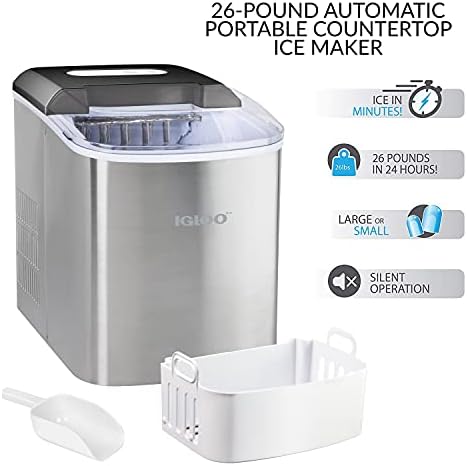 Igloo Automatic Portable Electric Actop Ice Maker Machine, 26 libras em 24 horas, 9 cubos de gelo prontos em 7 minutos e