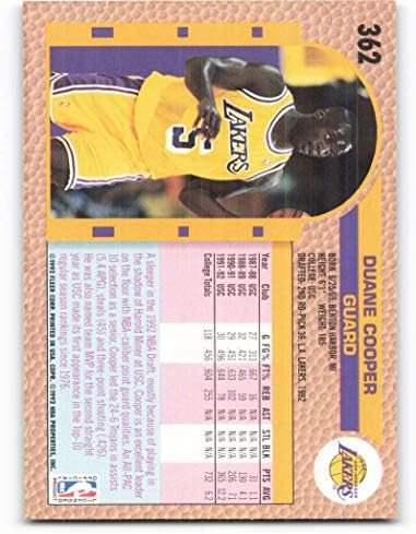1992-93 FLEER 362 Duane Cooper NM-MT RC Rookie Los Angeles Lakers Basketball