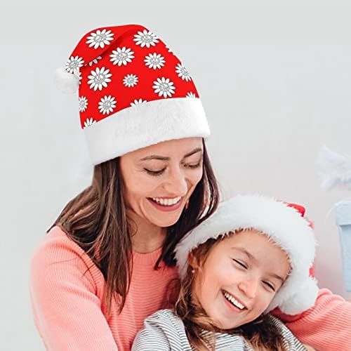 Nudquia Sunny Flower Peace Sign Chapéus de Natal Capéu de Papai Noel para Família de férias de Natal Impresso