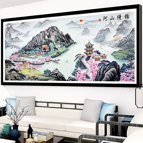 Ponto cruz, tamanho grande, estilo chinês, pintura de paisagem, c0255