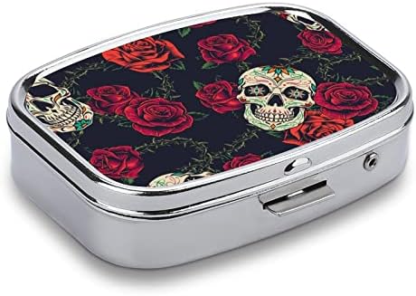Caixa de organizador de comprimidos Skull Roses Recipiente de pílula portátil Diário Cague Caixa Medicina Caixa de Armazenamento