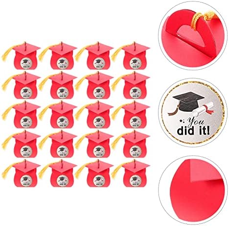 Bestonzon 200pcs a favor favorece o Back Favors Chocolate Casos convenientes recipientes Hat Hat Delicate Party School Supplies para Candy Candy Cappenizações decorativas Presente com borla Red Presente para Graduação