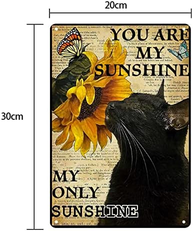 Gato de girassol de lata engraçada gato preto você é meu sol, meu único sol decoração de parede vintage home jardim