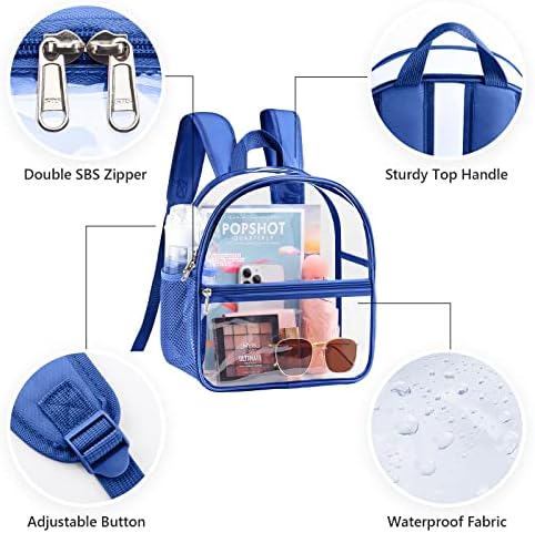 Mossio Clear PVC Mini Backpack Stadium Aprovado, mochila com cinta ajustável para concerto, praia, trabalho, viagens e esportes