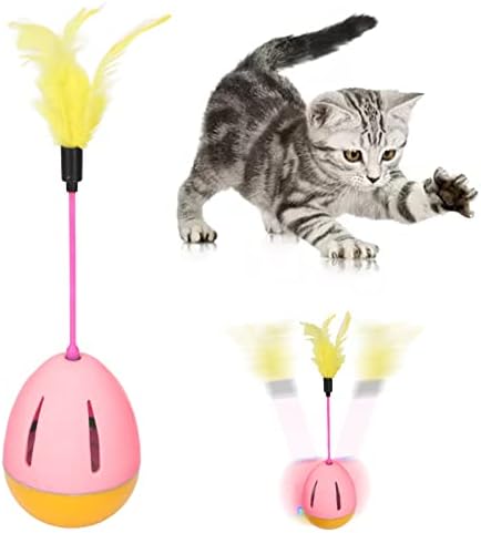 JTLB Feather Cat Toy, Bright Colors 360 graus Rotação construída em Bell Interactive Kitten Toys, Kitty Toys