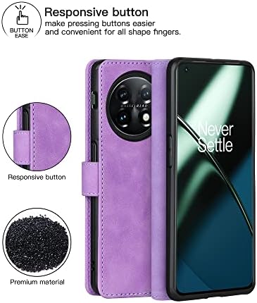 Eastcoo Flip Wallet Case para OnePlus 11 5G, [3 slots de cartas] [Função do suporte] PU CATURA DE CATURA PROTEÇÃO DE CHUMGE CHAPELA PARA OnePlus 11 5G, roxo