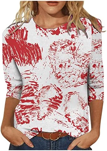 Sorto de moletons do bloco de cores feminino Crewneck No Hood Plain Camisetas 3/4 de manga Pullover Tops Roupas da moda da moda de inverno
