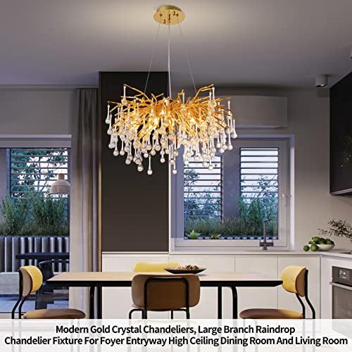 KBVSPU 23.5 “Candeliers de cristal de ouro modernos, para a sala de jantar de teto alto e sala de estar de entrada de entrada