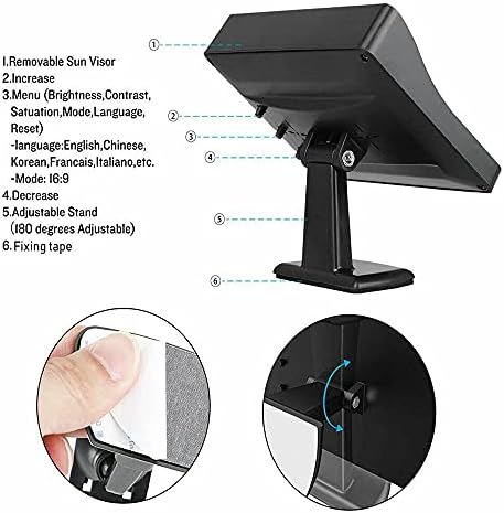 4,3 Monitor Reversão da tela Kit de vista traseira com 360 ° Câmera de backup ajustável