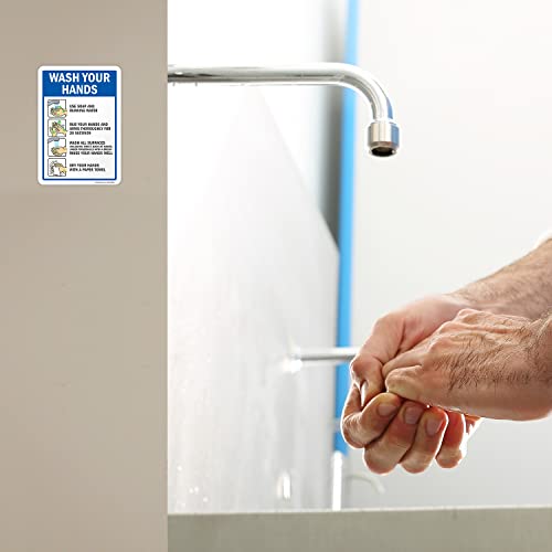 SmartSign “Lave as mãos” Rótulos de instrução para lavagem das mãos | 7 x 10 adesivo de vinil laminado com adesivo pesado