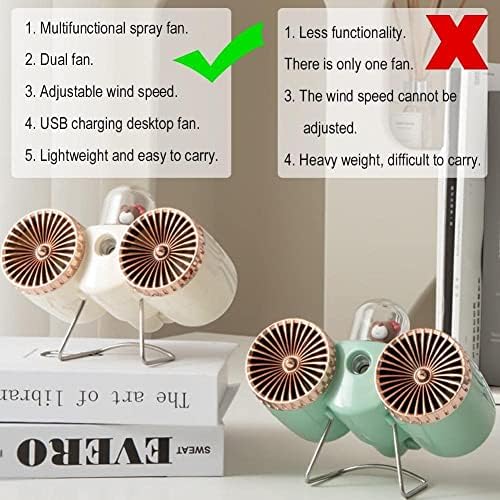 Spray multifuncional ventilador duplo fã USB Fan Filer Frean Fan Water Fan para Summer Stand Hand Appli W8H9 Mist