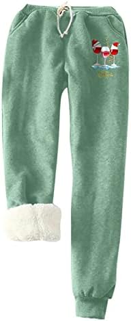 Plus size de Natal calça de moletom feminino de vidro de vidro de vidro de pijama calças de pijama de inverno grossa