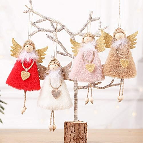 Brkurleg 4pcs boneca de natal anjo pendurado, etiquetas fofas boneca de pímço Doll Christmas Tree Door Wall Hanging