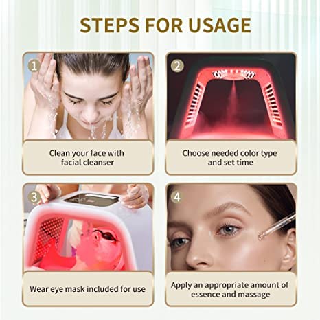 Terapia com máscara facial de LED, terapia com luz vermelha para face, máscara de terapia leve, máscara de cuidados com a pele facial