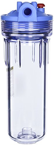 PENTAIR PENTEK 158623 3G Caixa de filtro de linha slim, 1/2 NPT #10 Sob pia Casa de filtro de água transparente, tampa do suporte de montagem com botão de alívio de pressão, 10 polegadas, azul/transparente