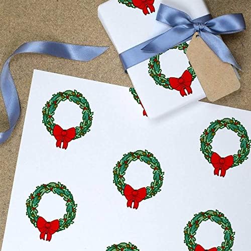 4 x 'Christmas Wreath & Ribbon' Tags / etiquetas de presente