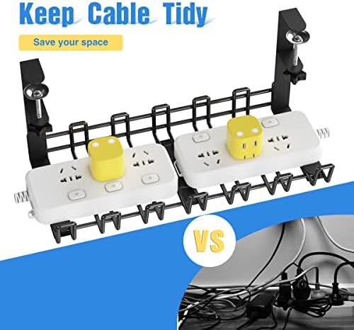 Bandeja de gerenciamento de cabos biwist Under Desk, metal sem broca sob gerenciamento de cordão de mesa com grampo, organizador