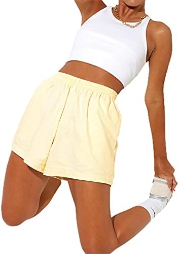 GOOCheer Womens Workout Shorts Casual Summer String Swort Shorts elásticos de cintura alta com bolsos