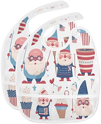 Junzan American Flag Independence Day Baby Feeding Bibs