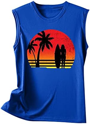 Tampa gráfica do sol do sol do sol do sol Sun para mulheres de camiseta impressa de férias de férias de camisa sem mangas