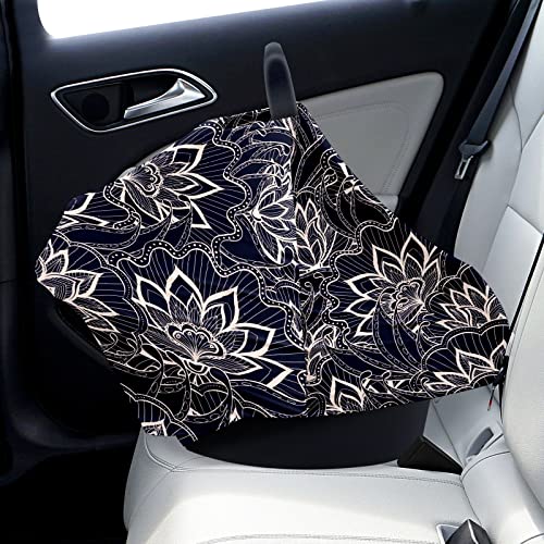 Capas de assento de carro para bebês, fundo escuro de lótus Flores de lótus Tampa de enfermagem Cover de carrinho de cachecol de amamentação