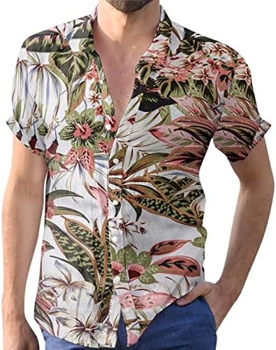 Camisas de verão Men masculino Casual Primavera e verão Top de impressão colorida Moda de lapela Top Blouse Outdoor Blouse