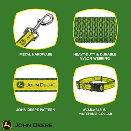 John Deere Pet Leash for Dogs & Cats, tamanho: grande. Uma coleira de cachorro licenciada para a construção, tratores, John Deere