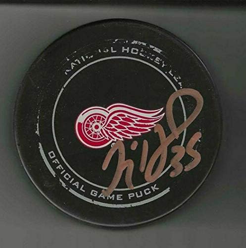 Jimmy Howard assinou o Detroit Red Wings 2015 Playoffs Game Official Puck - Autografado NHL Pucks