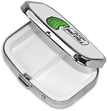 Big Dill Pickle Square Mini Pill Caso com Mirror Travel Friendly portátil Compact Compact Compartments Pill Box