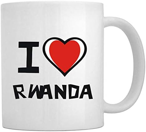 Teeburon eu amo Ruanda Bicolor Heart caneca 11 onças cerâmica