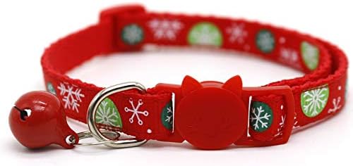 3 Pacote de colarinho de estimação de natal, Qkurt Ajustável Cole de gato de Natal com Jingle Bell, Snowflake Pattern Neck Ring