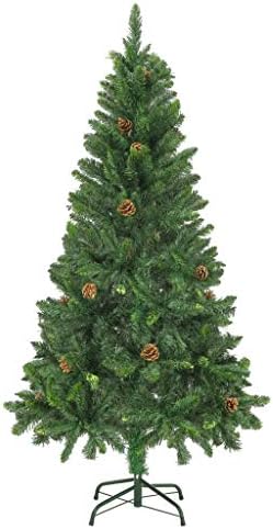 Árvore de Natal artificial com pinheiros verde 59.1 , decorações de férias de Natal, árvore de Natal ao ar livre, árvore de Natal de negócios, para decorações ao ar livre e interna, jardim, gramado etc.