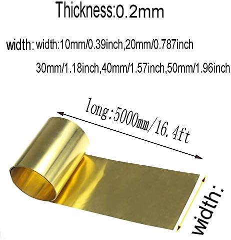 Lucknight Brass Metal Metal Fossa de folha de papel espessura 0,2 mm, placa de latão longa de 5000 mm