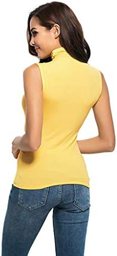 Tamas de pescoço alto de Lcepcy Slim Camisetas de pescoço para mulheres Camisetas de cor sólida casual tamis de mangas tânticas