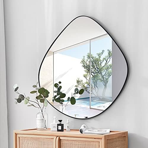 Espelho de parede irregular de Bikarsoul Matel Matte Black emoldurado espelho de parede para sala de estar decoração de parede do