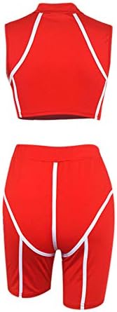 Mulheres 2 PCs Fitness Roupet Fitness Sleeveless V Neck Crop Top+Shorts Club Party Tracksuit Set