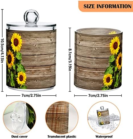 2 pacote de girassóis de dispensador de suporte QTIP em girassóis de madeira de madeira para banheiros de banheiros para banheiros para bolas de algodão/swabs/almofadas/fio