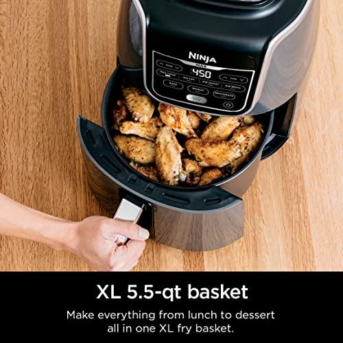 Ninja AF161 Max XL Air Fryer que cozinha, batatas fritas, assados, assassina, reaquece e desidratos, com capacidade de 5,5 litros