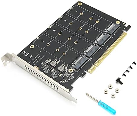 M.2 NVME SSD para PCIE 4.0 Card, 4 Port M.2 NVME para PCIE X16 Cartão de expansão para M Key NVME SSD, 4 x 32 Gbps à velocidade completa