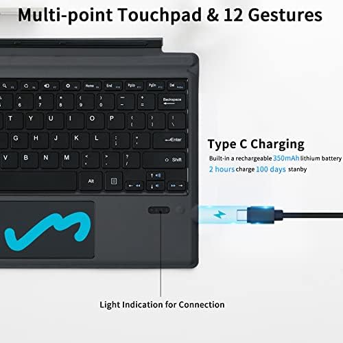 Rapoo XK200 Bluetooth Microsoft Surface Pro 7+/Pro 7/Pro 6/Surface Pro 5/Pro 4 12,3 polegadas Tablet/Surface Pro 3 2014 Caixa de teclado