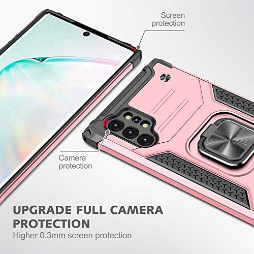 YMHXCY Galaxy Note 10 Plus 5G Case com protetor de tela curva 3D, estojo de grau de armadura com suporte de suporte rotativo de kickstand