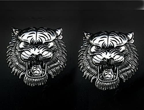 Conjunto de pares de tigre emblema de face 3d adesivos de emblema de metal adequados para veículo universal de carro, caminhão, motocicleta, trailer, scooter, SUV, porta, janela