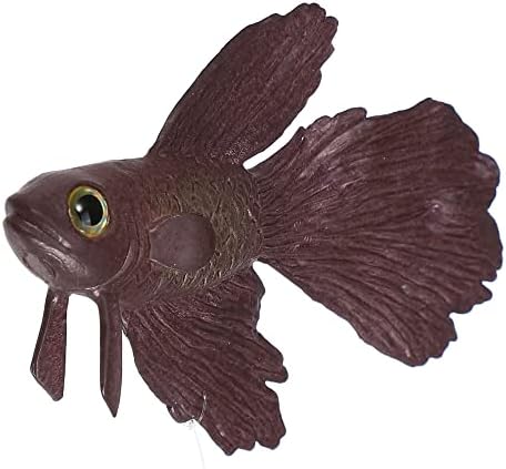 Vocoste aquário artificial betta peixe ornamento, tanque de peixes brilhantes simulação brilho decoração de animais com copo de sucção, marrom