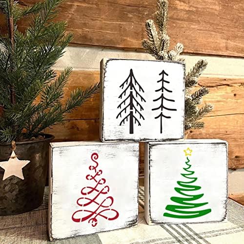 Estêncil de árvore de Natal, estênceis de férias reutilizáveis ​​de 5 ”de 5” para pintura em madeira de papel de parede de madeira