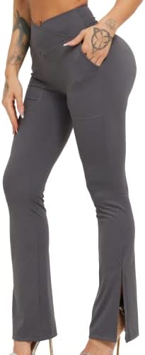 FEAZAC Women's Casual Bootleg Yoga Pants V Crossover High Siga Flare Calças Leggings Bootcut Casual Pantagens de corrida