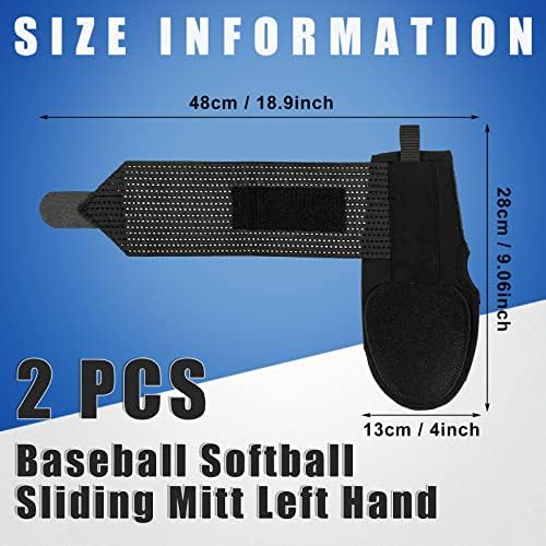 2 PCs Baseball Mitt Sliding Mão esquerda softball Mitt deslizante para beisebol e softball 10,63 x 5,12 polegadas Proteção de mão deslizante para homens para homens adultos