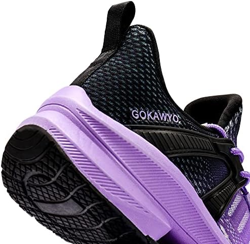 Sapatos de caminhada femininos de Gokawyo deslizam em tênis de corrida de malha respirável